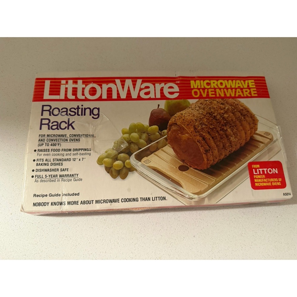 LittonWare Roasting Rack Kitchen Tan Speckled Vintage Microwave Ovenware A5014